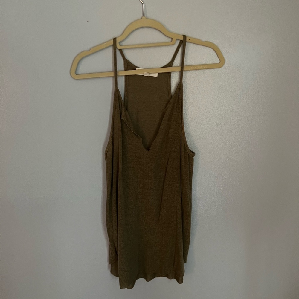 Project Social T Olive V-Neck Tank Top